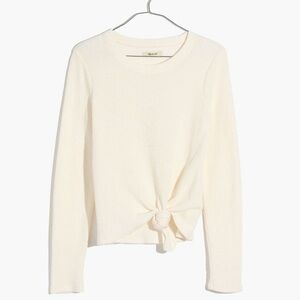 Madewell Texture & Thread Jacquard Knot-Front Top Size S Cream Cotton Blend NWT
